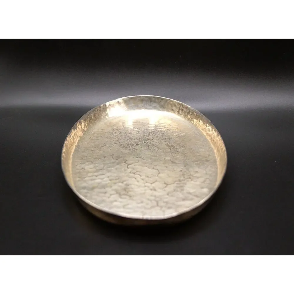 Antique Hammered Unmarked Silverplate Bowl & Tray Set 4.75